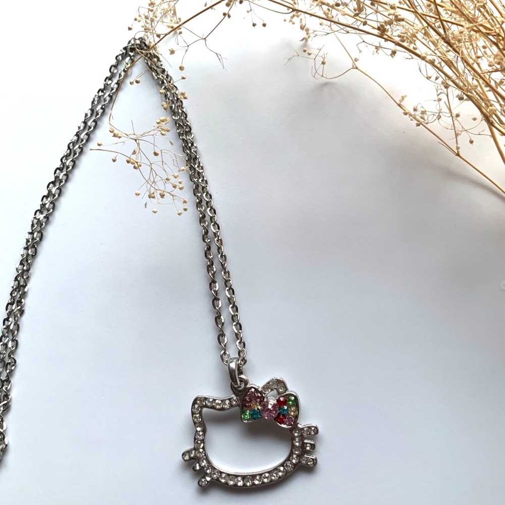 Hello Kitty Rhinestone Necklace Multicolor Bow